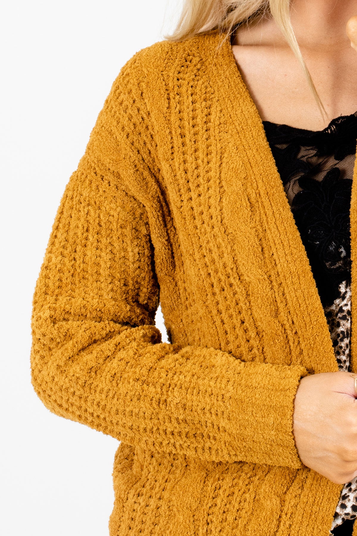 Secret Crush Mustard Knit Cardigan