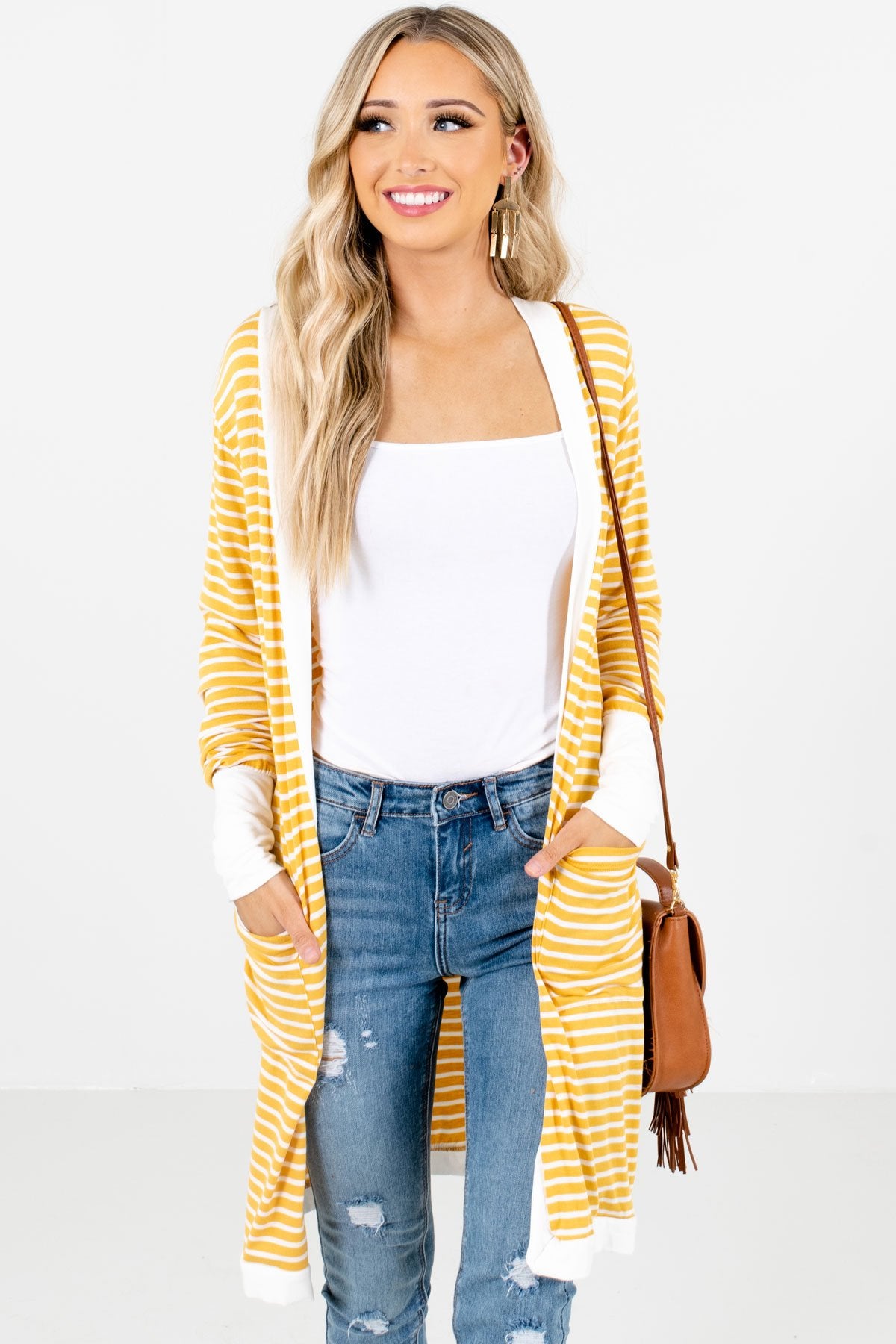 Mustard 2025 striped cardigan