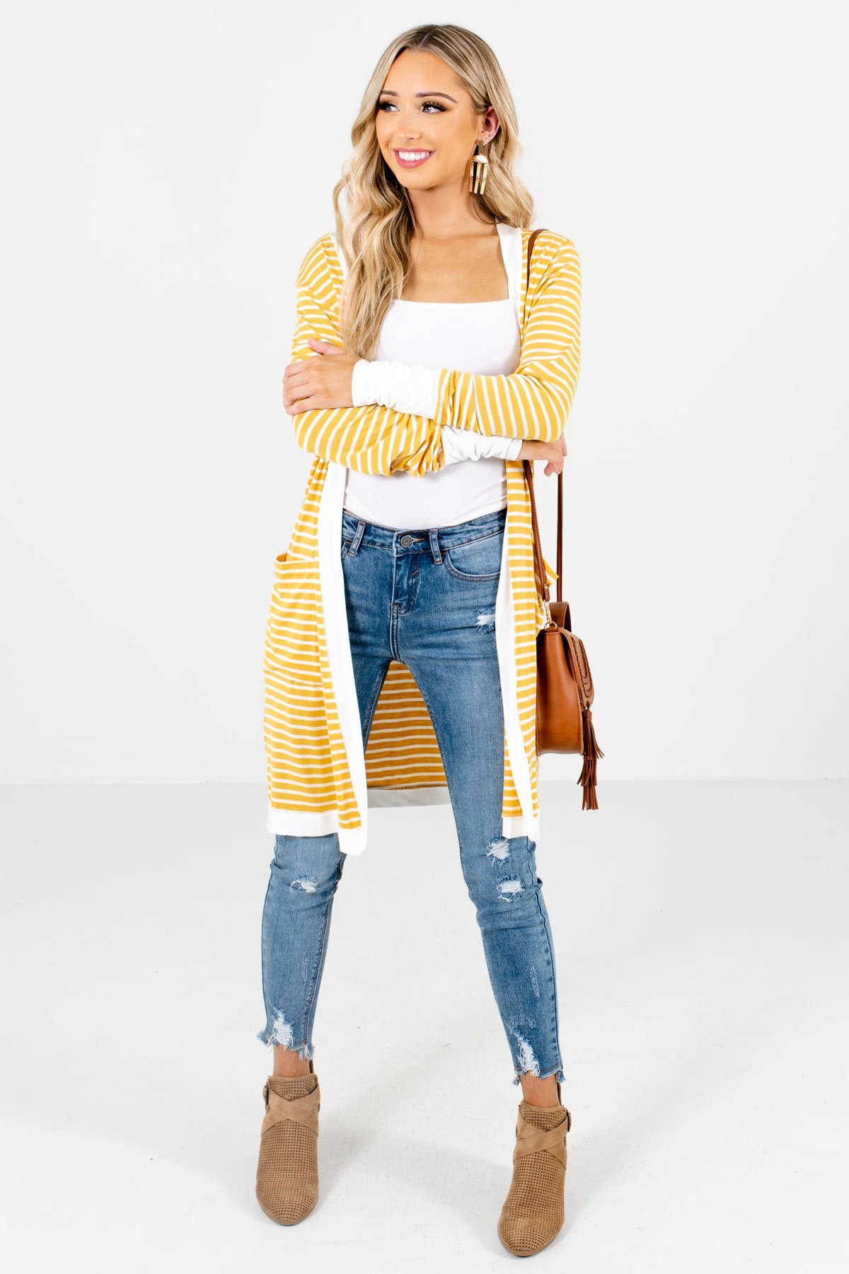 Women’s Yellow High-Quality Material Boutique Cardigan