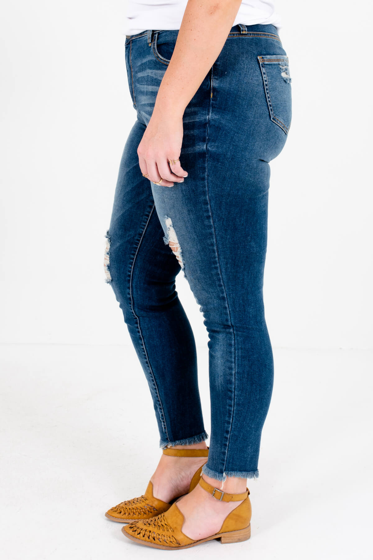 Medium Wash Blue Denim Plus Size Boutique Jeans with Pockets