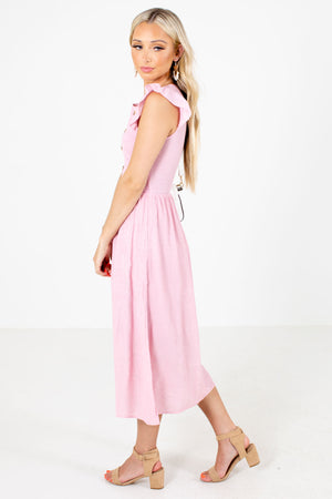 Pink Partially Lined Boutique Midi Dresses for Women