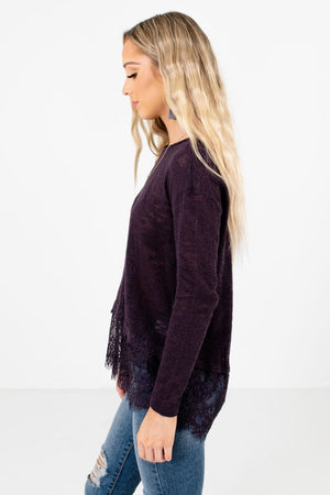 Purple Long Sleeve Boutique Tops for Women