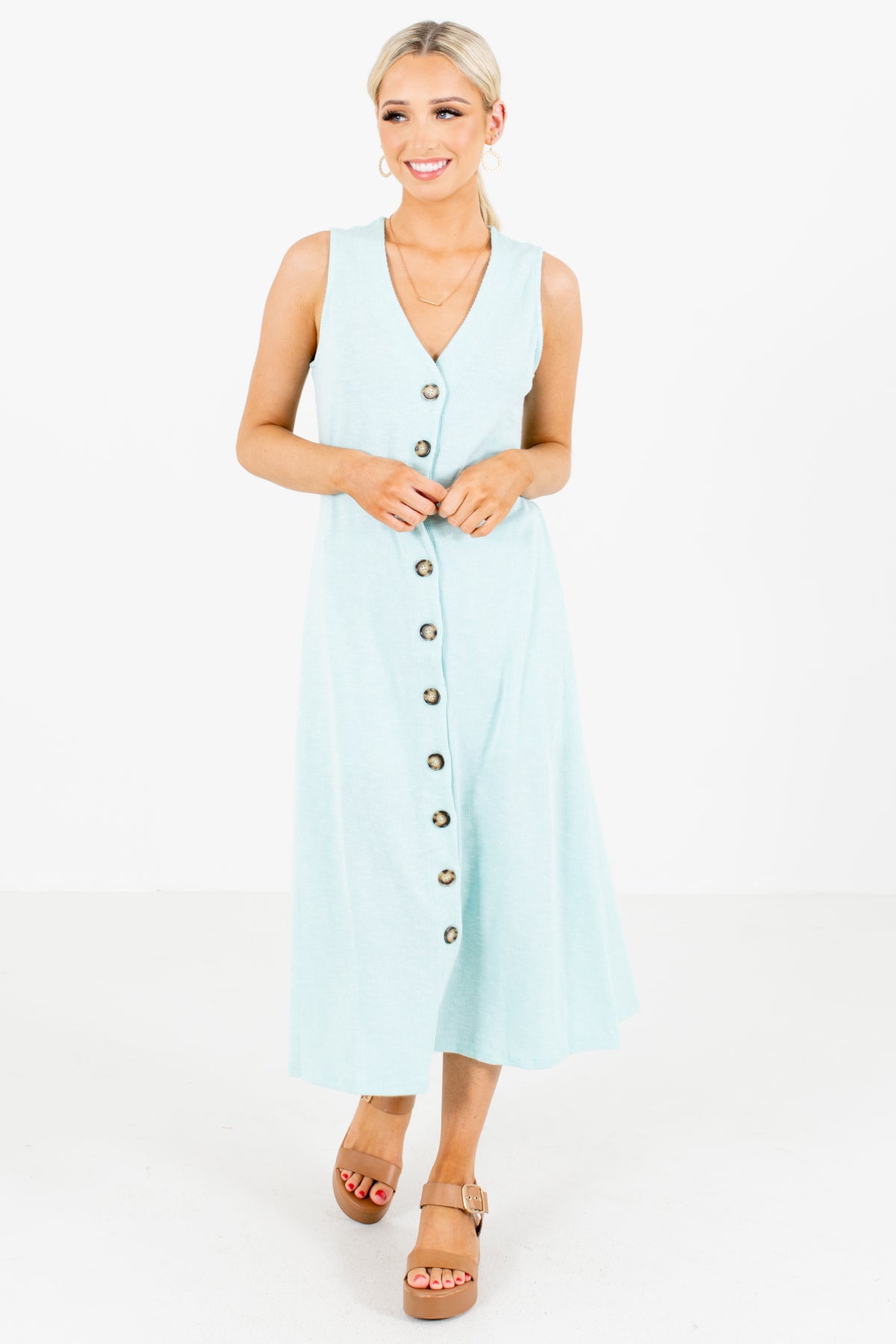 Green Casual Everyday Boutique Midi Dresses for Women