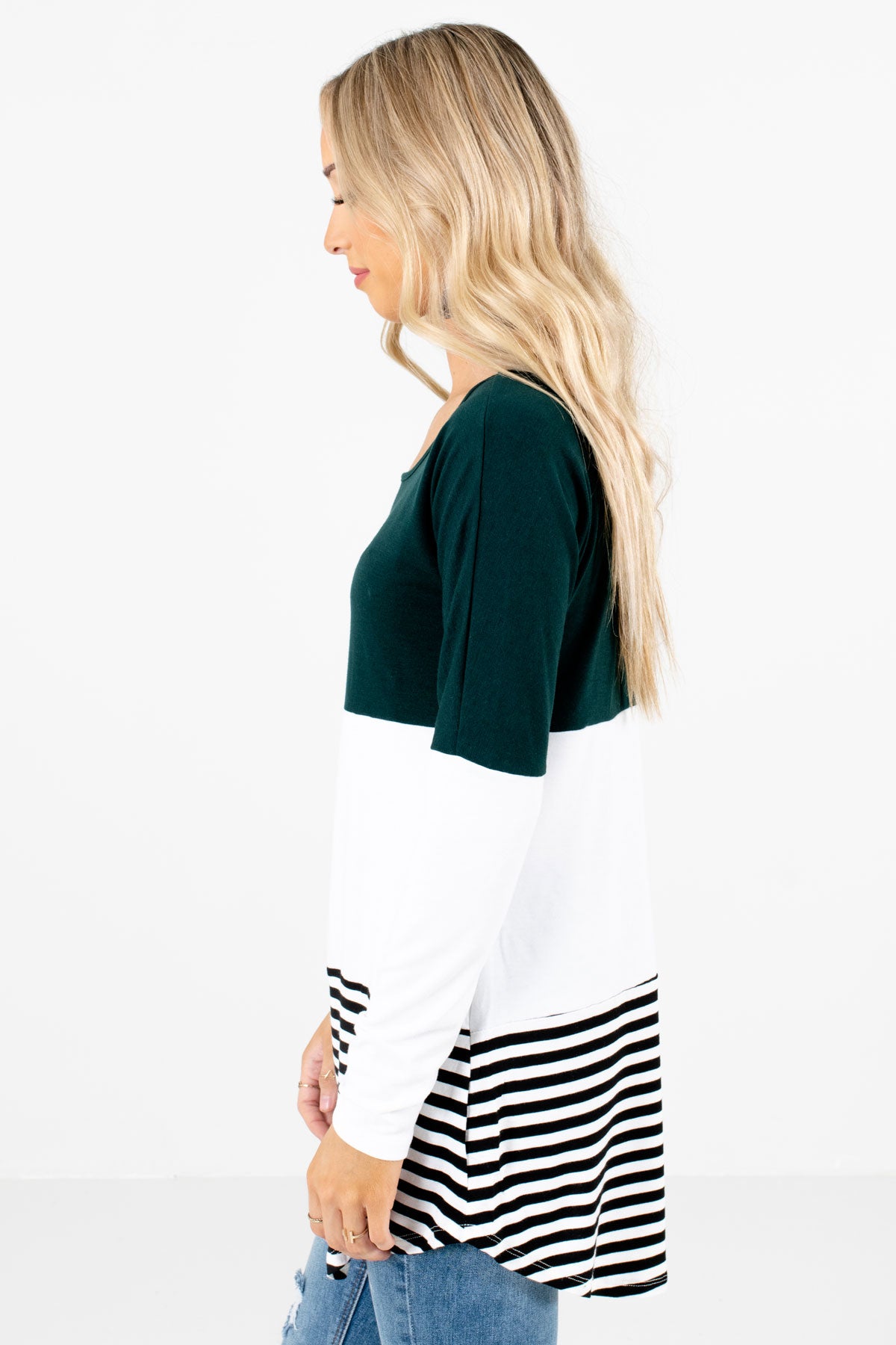 Teal Long Sleeve Boutique Tops for Women