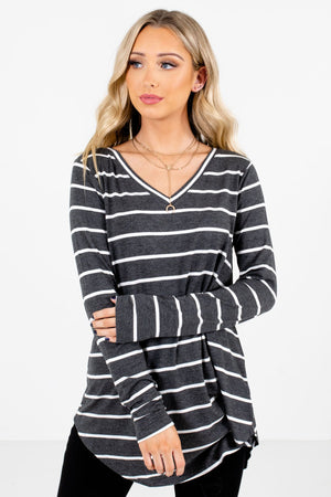 Women’s Charcoal Gray High-Low Hem Boutique Tops