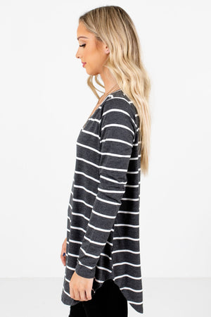 Charcoal Gray High-Quality Lightweight Material Boutique Tops for Women