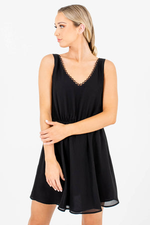 Women's Black Fully Lined Boutique Mini Dresses