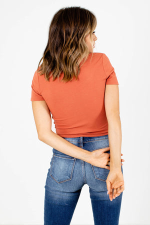 Women's Orange Stretchy Boutique Crop Top