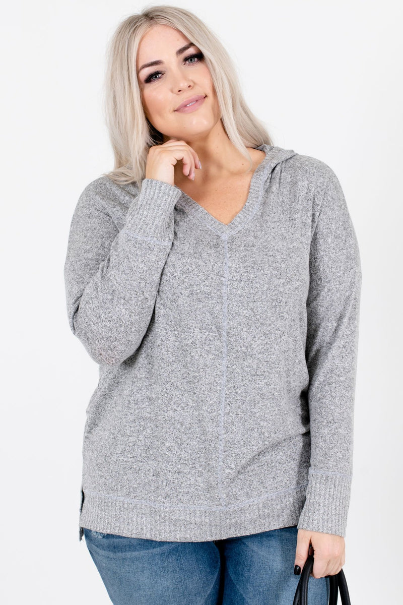She's Lovely Heather Gray Hooded Top