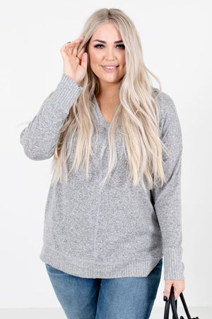 Women's Heather Gray Soft High-Quality Material Boutique Tops