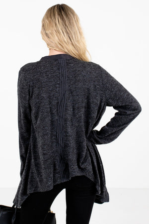 Women’s Charcoal Gray Suede Detailed Boutique Cardigan