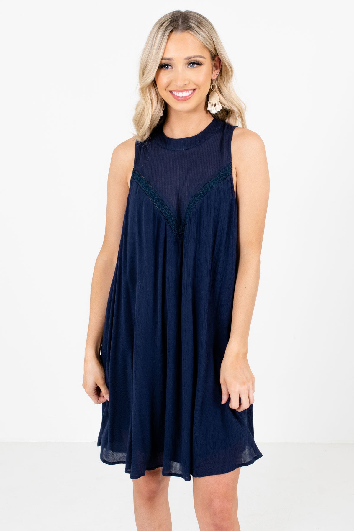 Navy Blue Knee-Length Boutique Dresses for Women