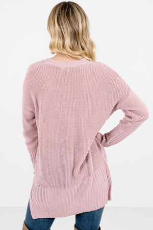 Women's Pink Criss-Cross V-Neckline Boutique Sweater