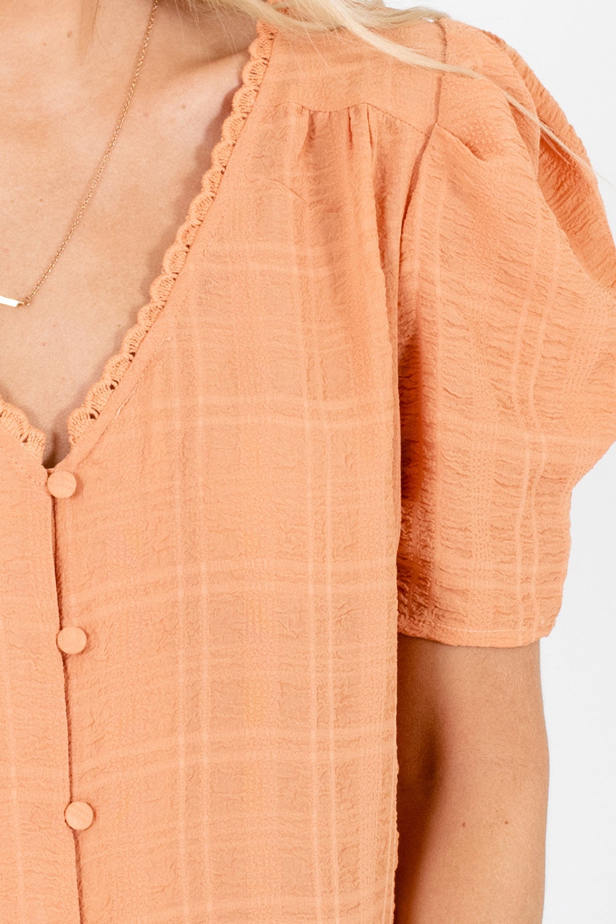 Light Orange Cute and Comfortable Boutique Blouses for Women