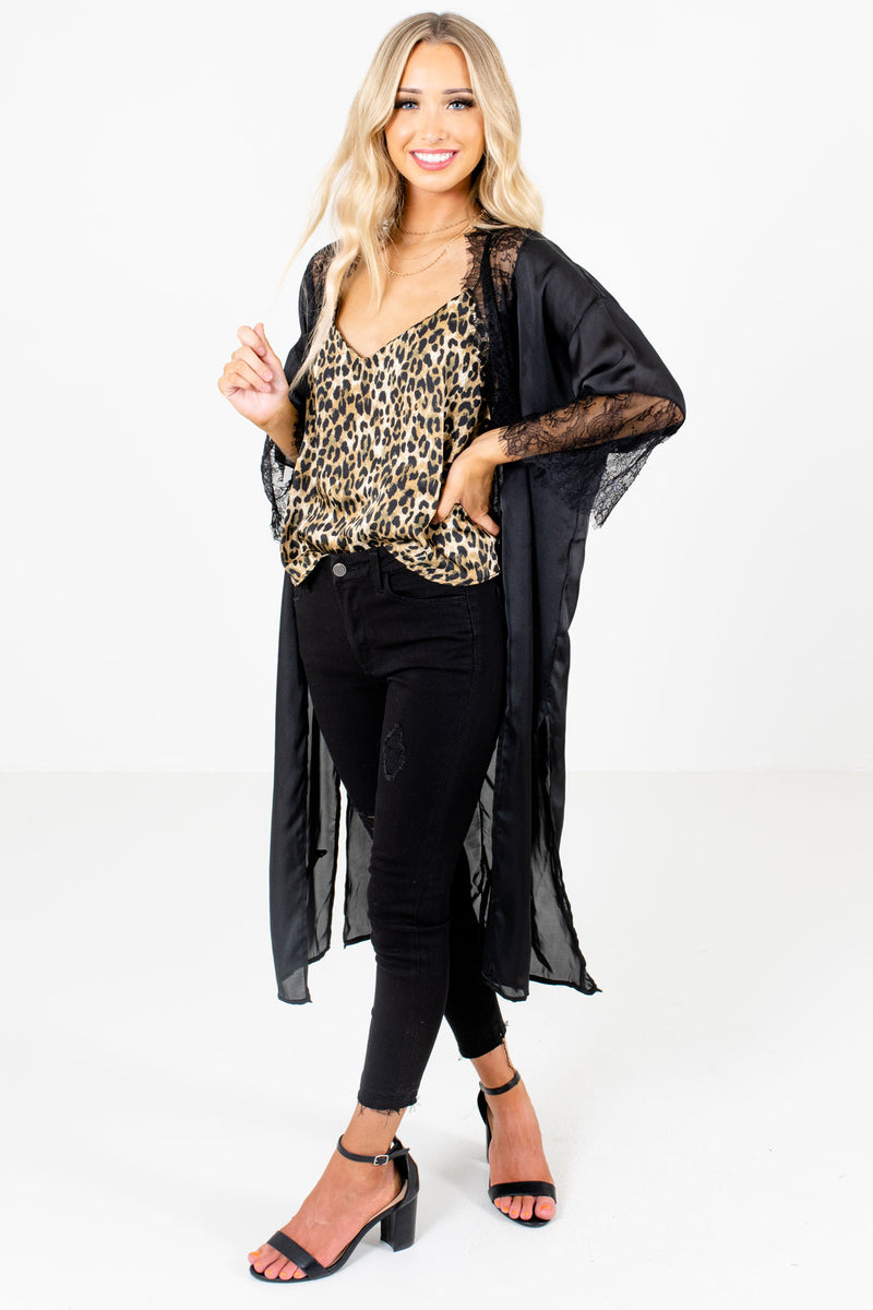 She's a Flirt Black Lace Kimono | Boutique Kimonos for Women - Bella ...
