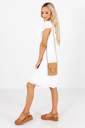 Women's White Casual Everyday Boutique Knee-Length Dress