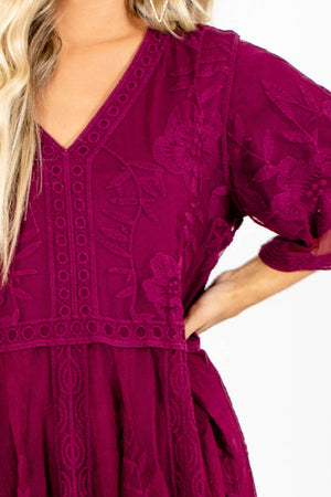 Burgundy Red Lace Dress.