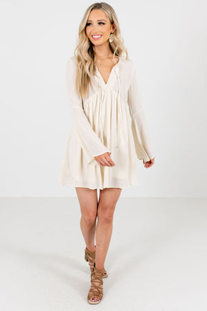 Cream Lightweight Flowy Boutique Mini Dresses for Women