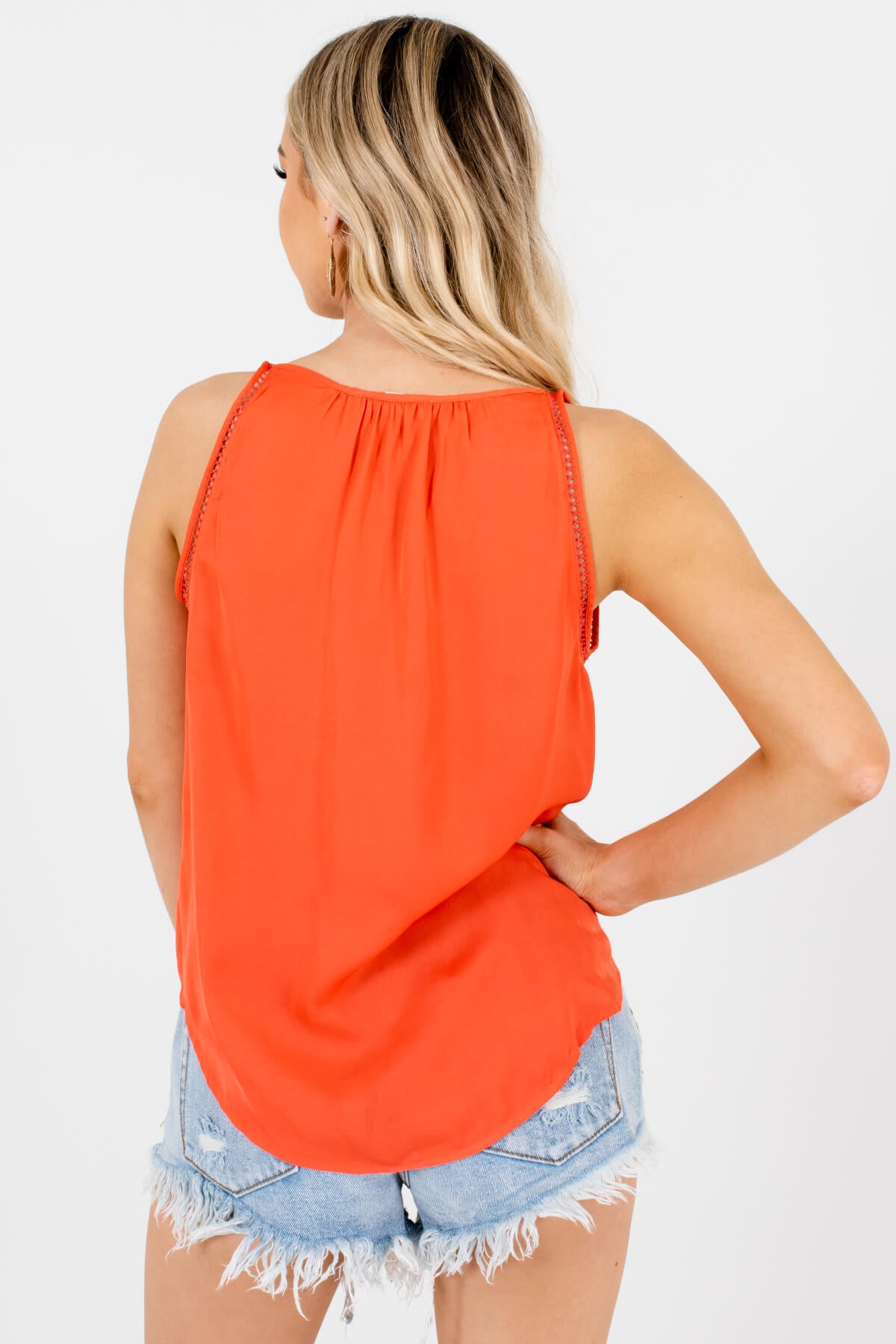 Women's Coral Pleated Accented Boutique Tanks