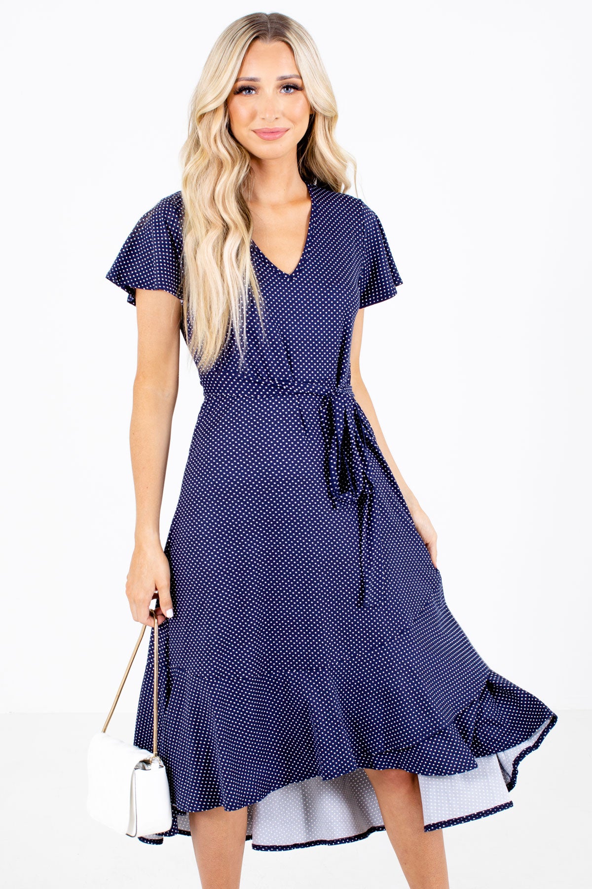 Navy and White Polka Dot Boutique Dresses for Women