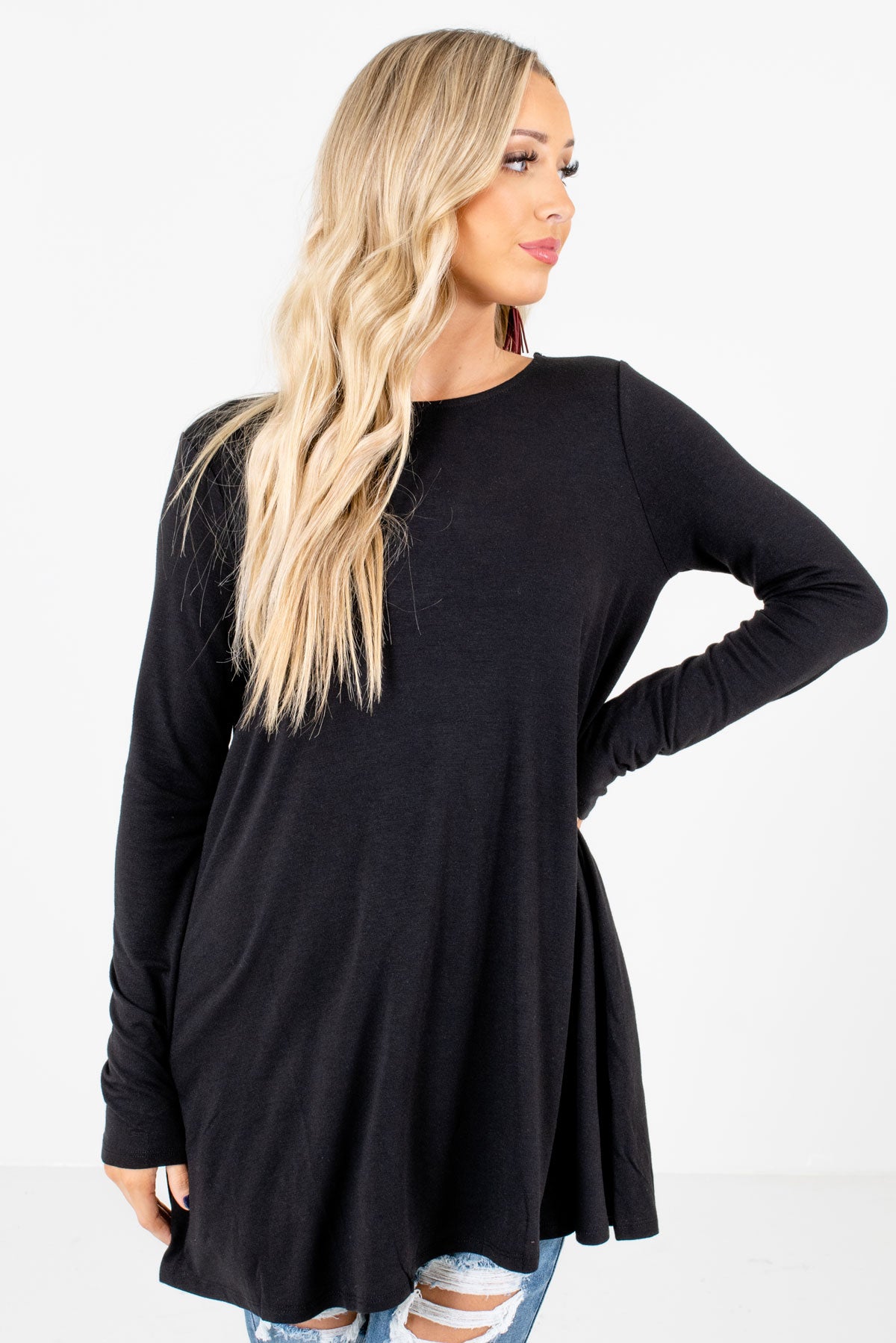Women's Black Soft High-Quality Material Boutique Tops