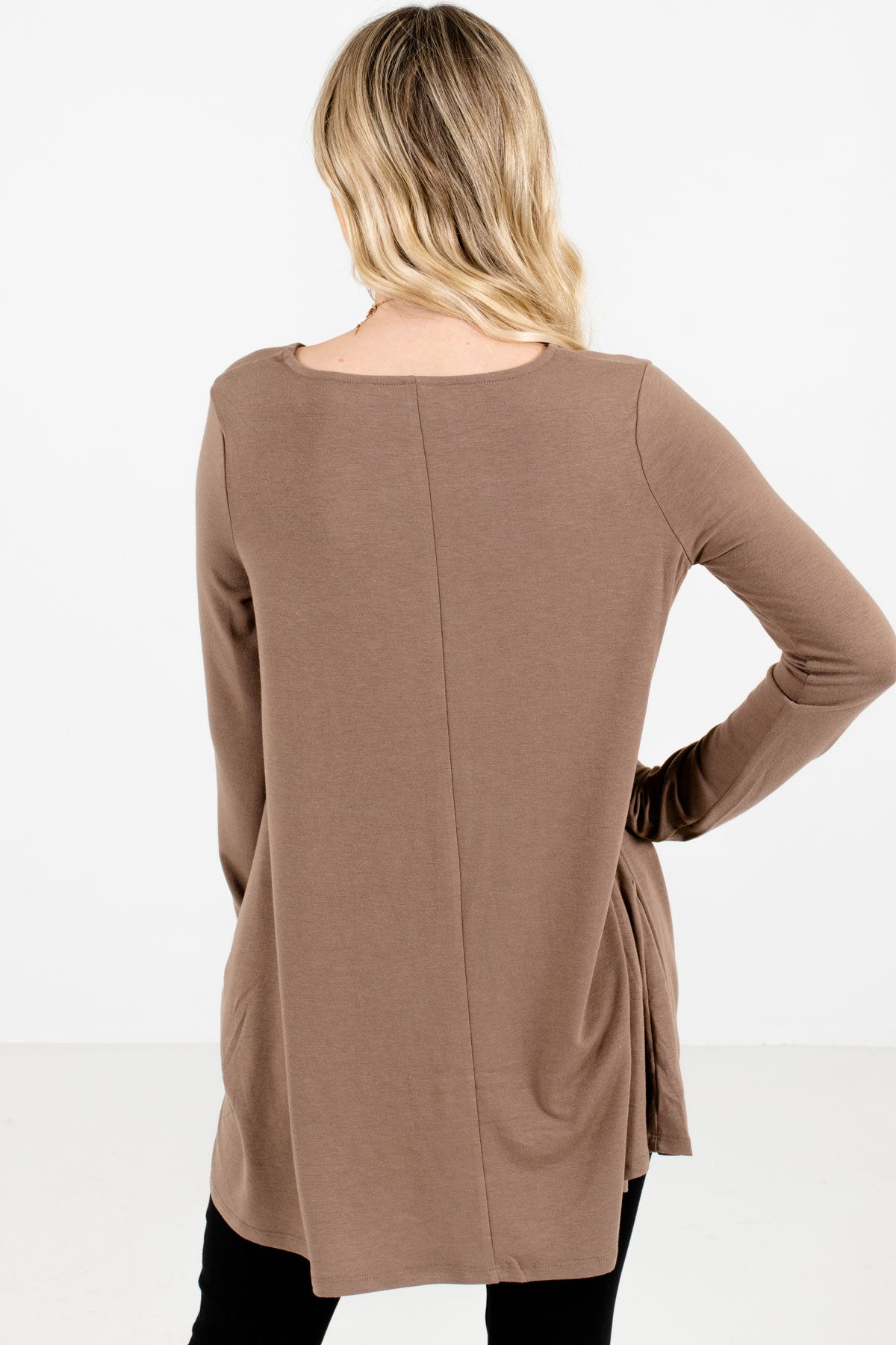 Women's Brown Boutique Top with Pockets