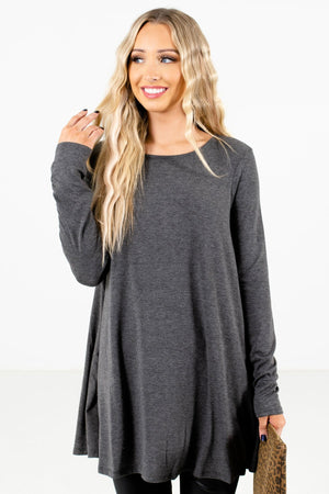 Women's Charcoal Gray Layering Boutique Tops