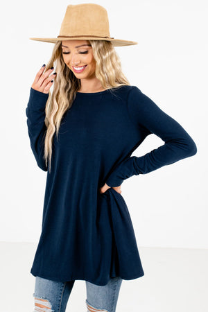 Navy Blue Cute and Comfortable Boutique Tops for Women