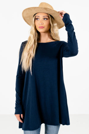 Women's Navy Blue Soft High-Quality Material Boutique Tops
