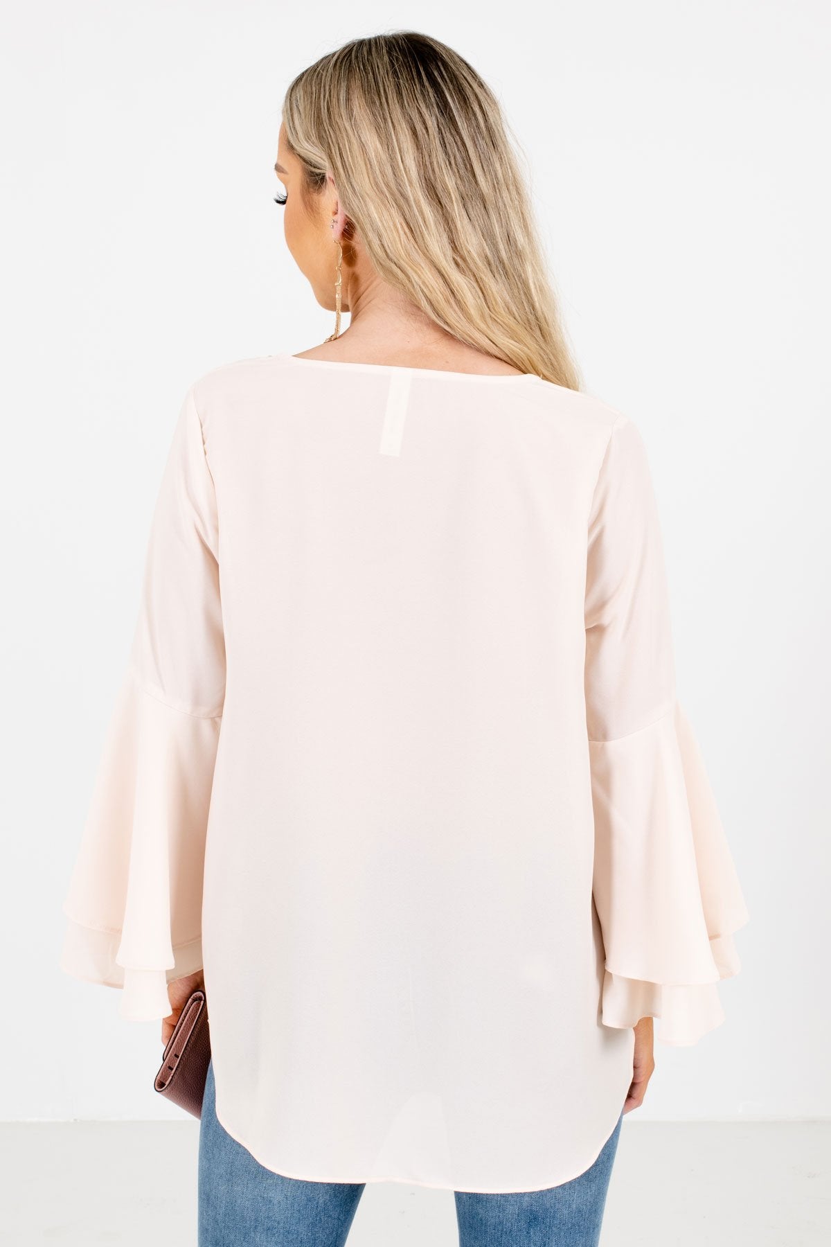 Women's Cream Bell Sleeve Boutique Blouses