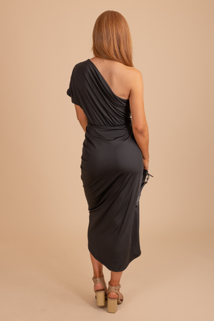 One-shoulder midi dress
