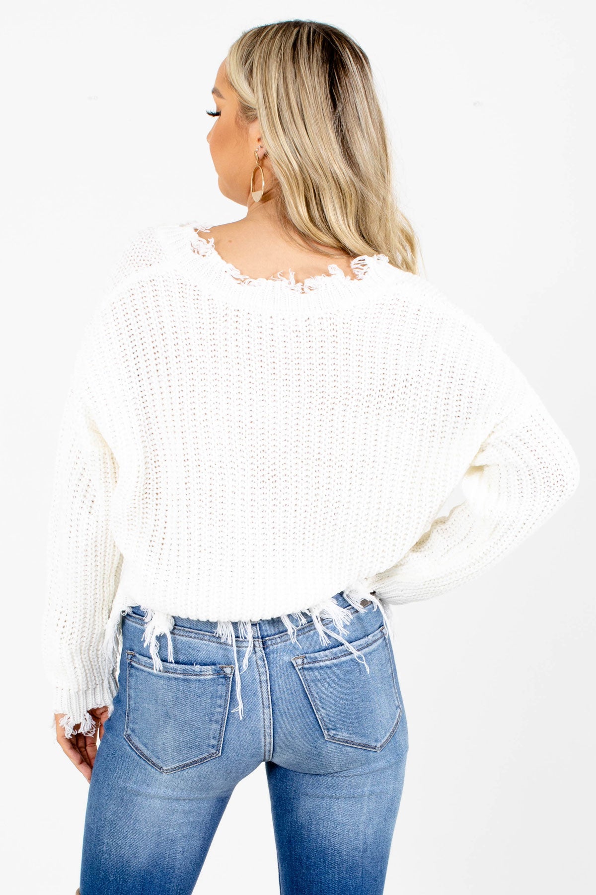 White distressed clearance sweater