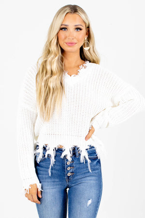 White Cute and Comfortable Boutqiue Sweaters for Women