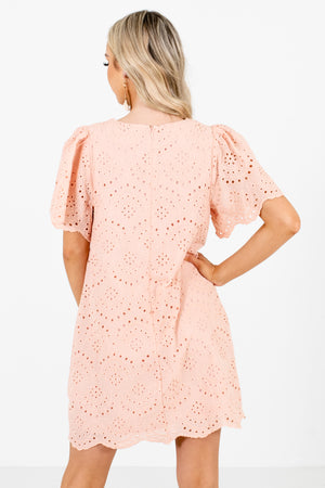 Women's Pink Scalloped Edges Boutique Mini Dress