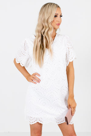 White V-Neckline Boutique Mini Dresses for Women