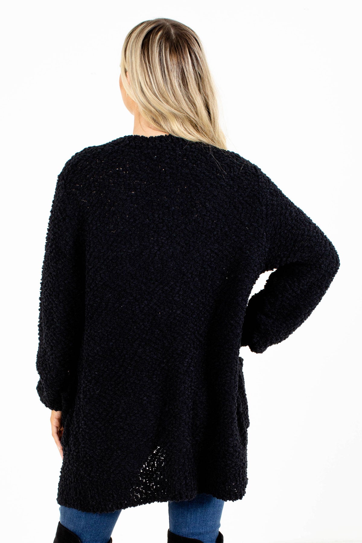 Black Stretchy Sweater Cardigan Boutique Styles