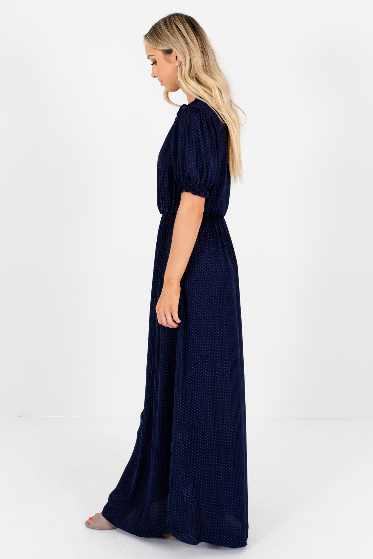 Blue Split V-Neckline Boutique Maxi Dresses for Women
