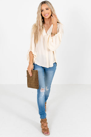 Cream Cute and Comfortable Boutique Blouses for Women