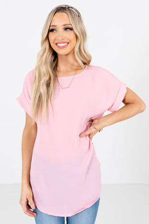 Women’s Dusty Pink Round Neckline Boutique Blouse