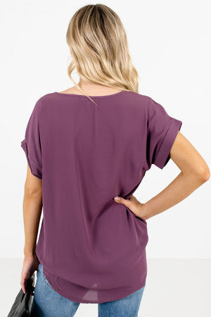 Women’s Purple Cuffed Sleeve Boutique Blouse