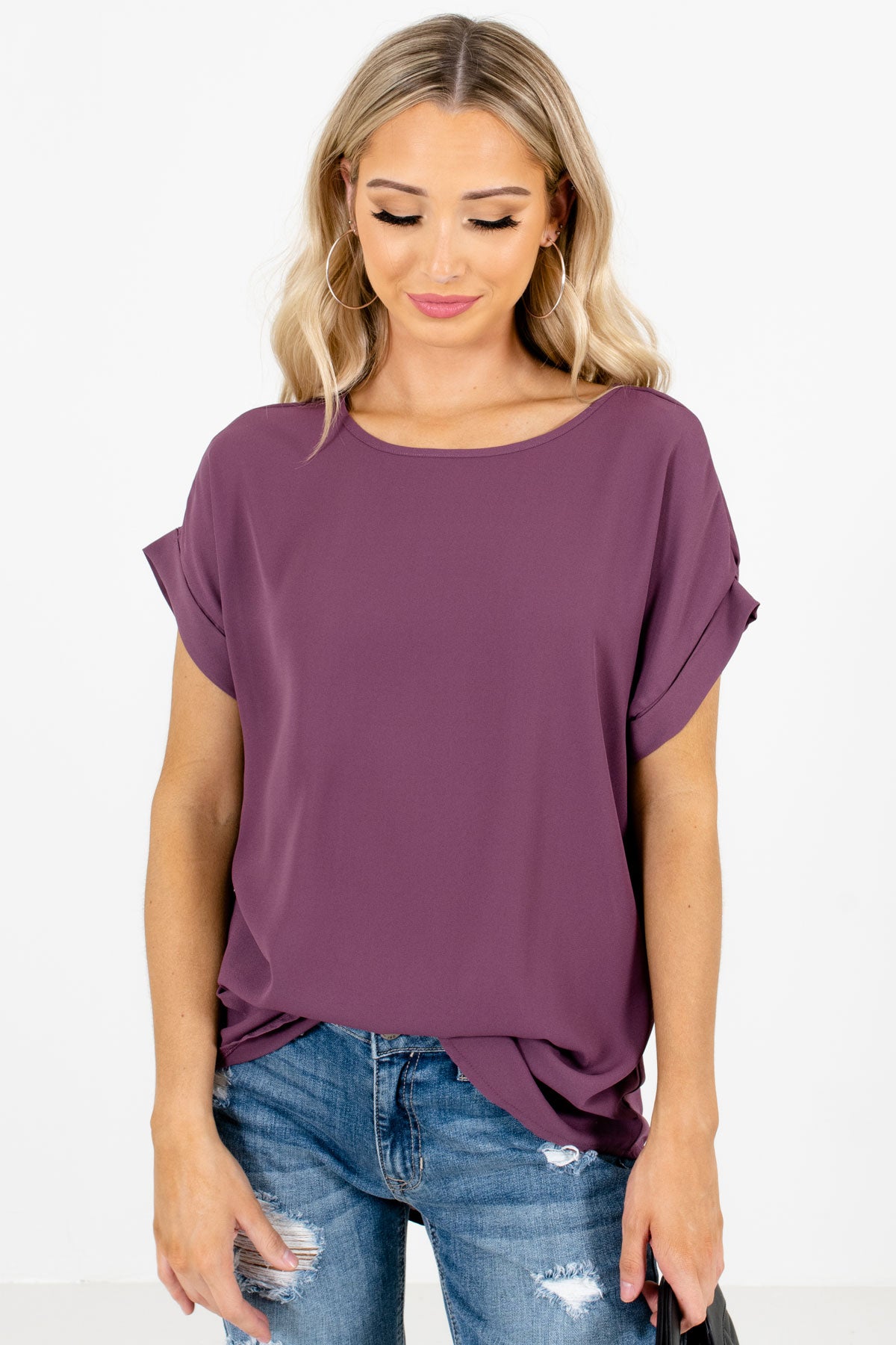 Women’s Purple Subtle High-Low Hem Boutique Blouse