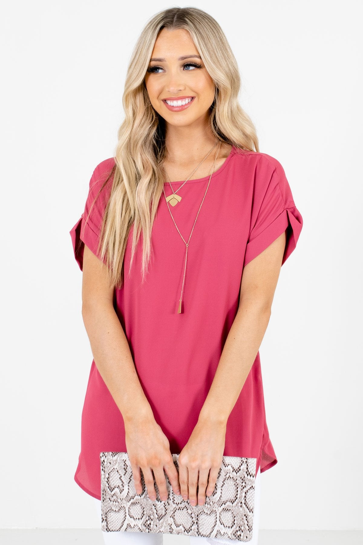 Rose Pink Lightweight and Flowy Boutique Blouses for Women