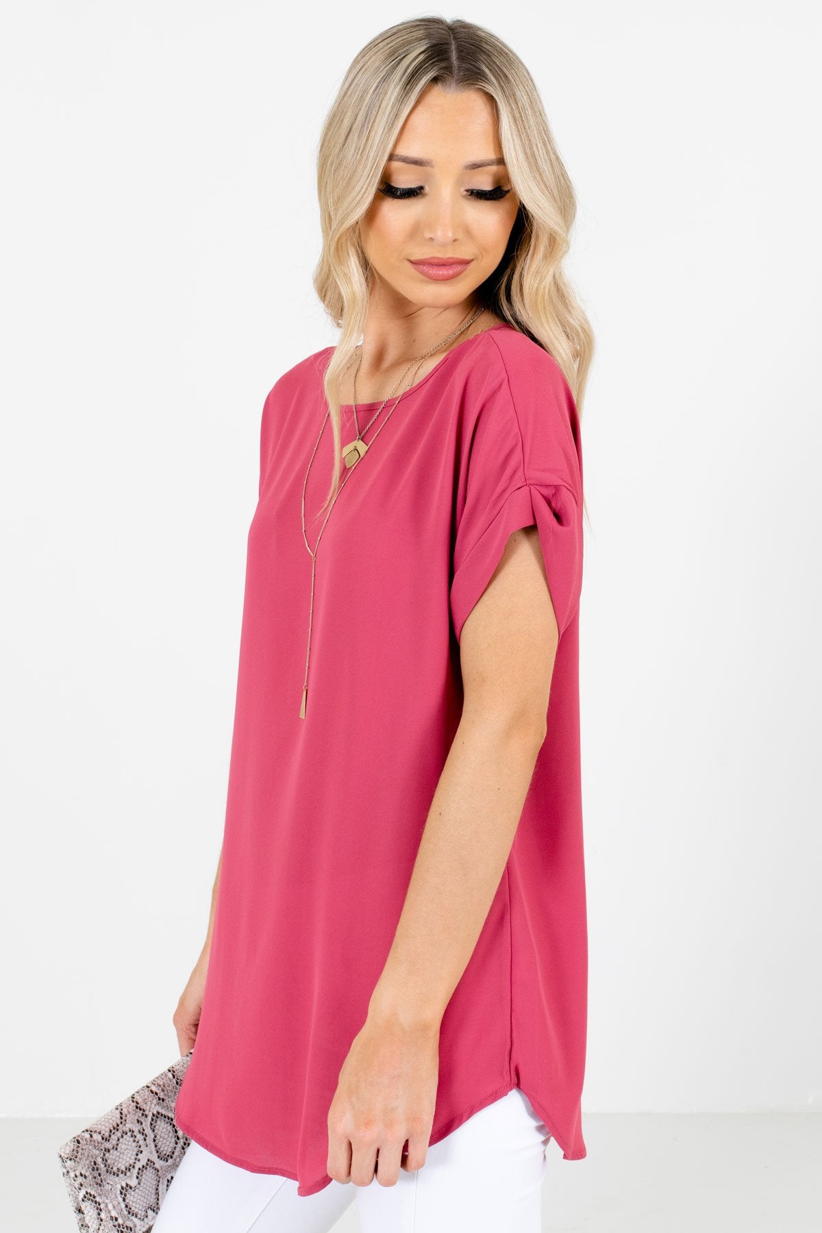 Rose Pink Layering Boutique Blouses for Women