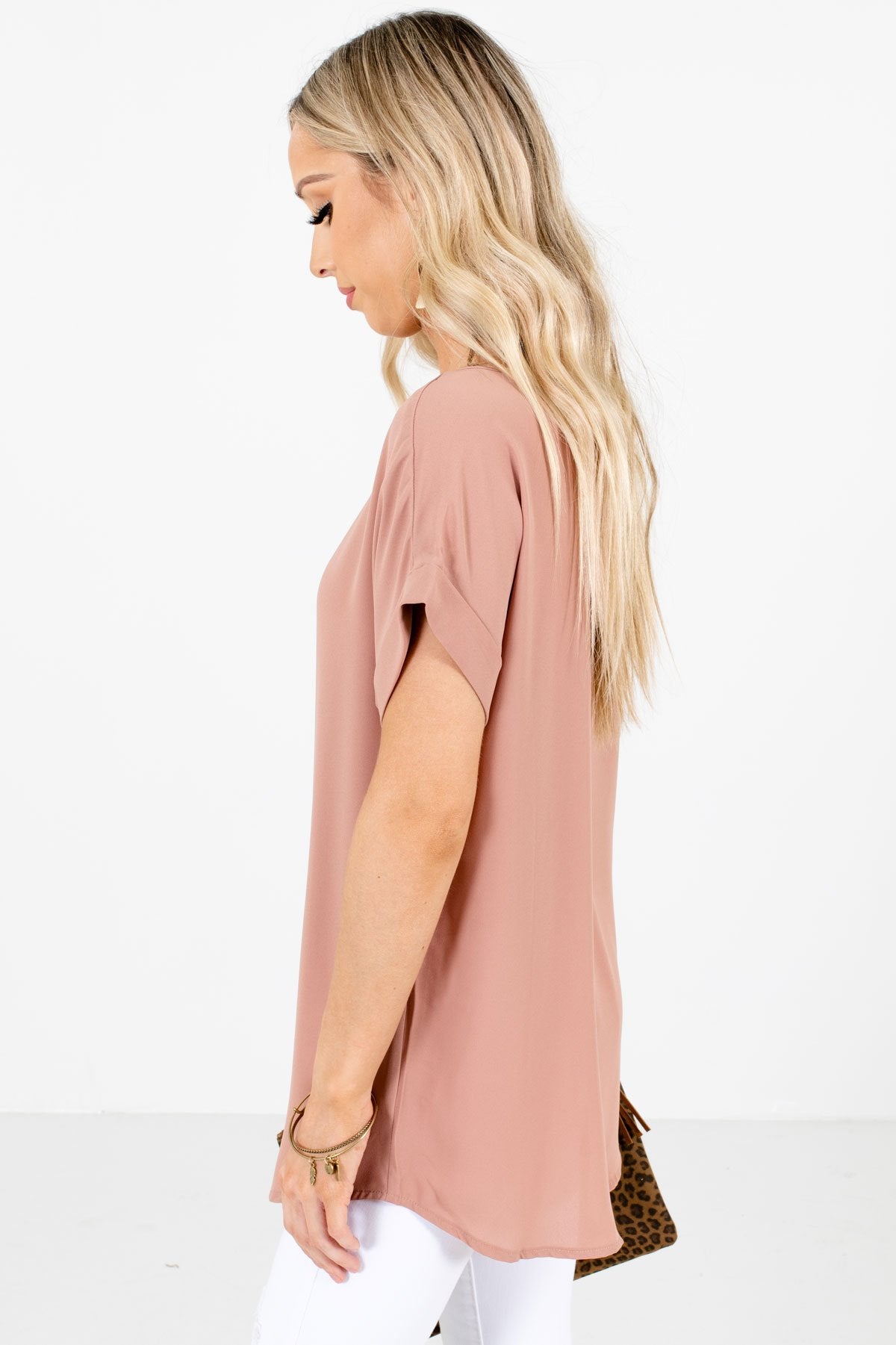 Tan Brown Layering Boutique Blouses for Women
