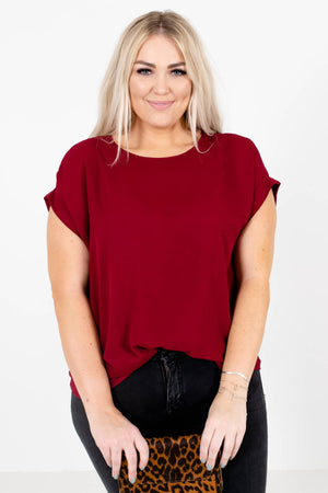 Burgundy Red Lightweight and Flowy Boutique Blouses for Women