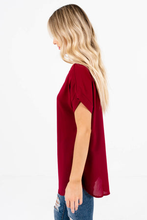 Burgundy Layering Boutique Blouses for Women