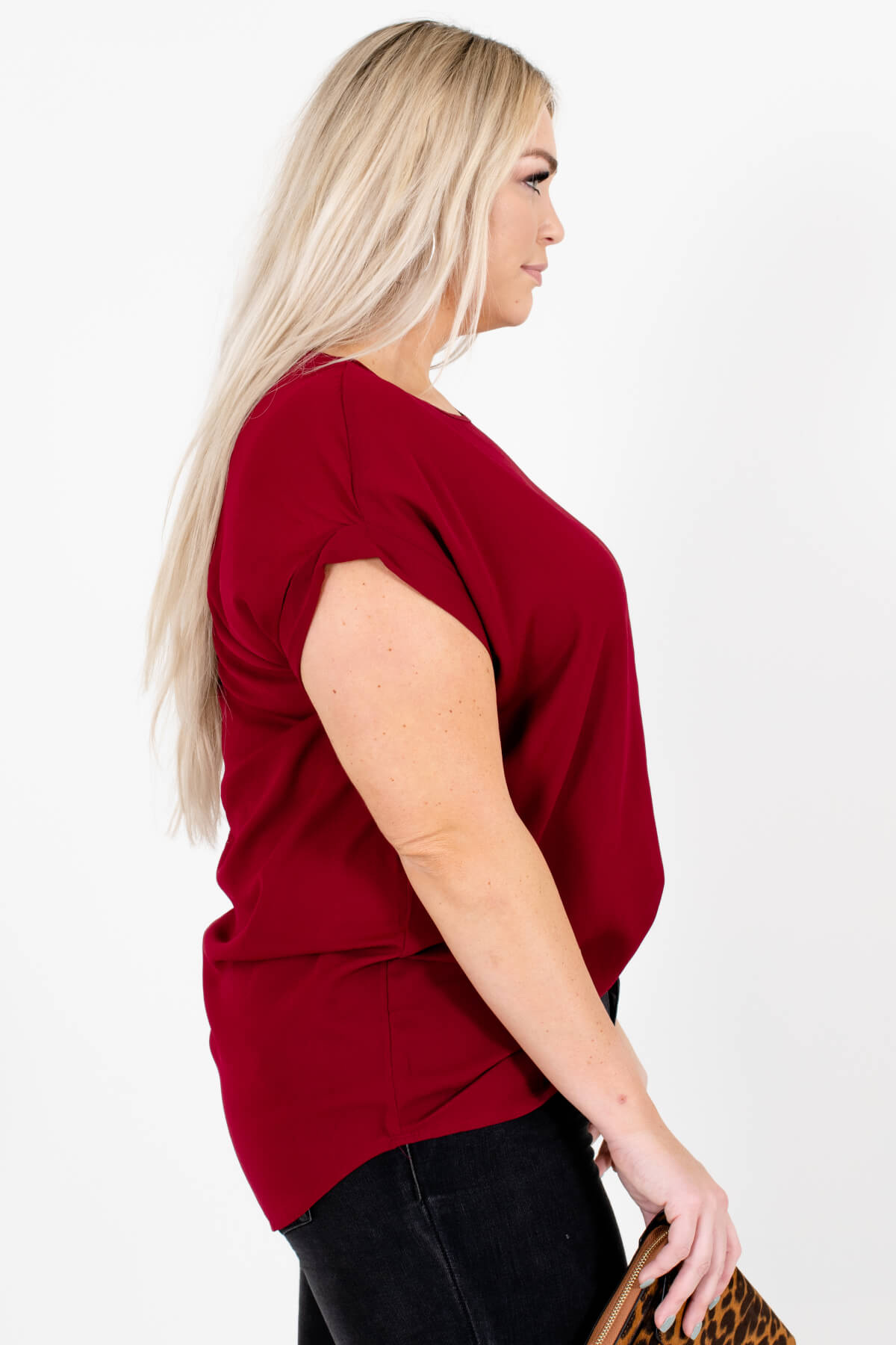 Burgundy Red Layering Boutique Blouses for Women