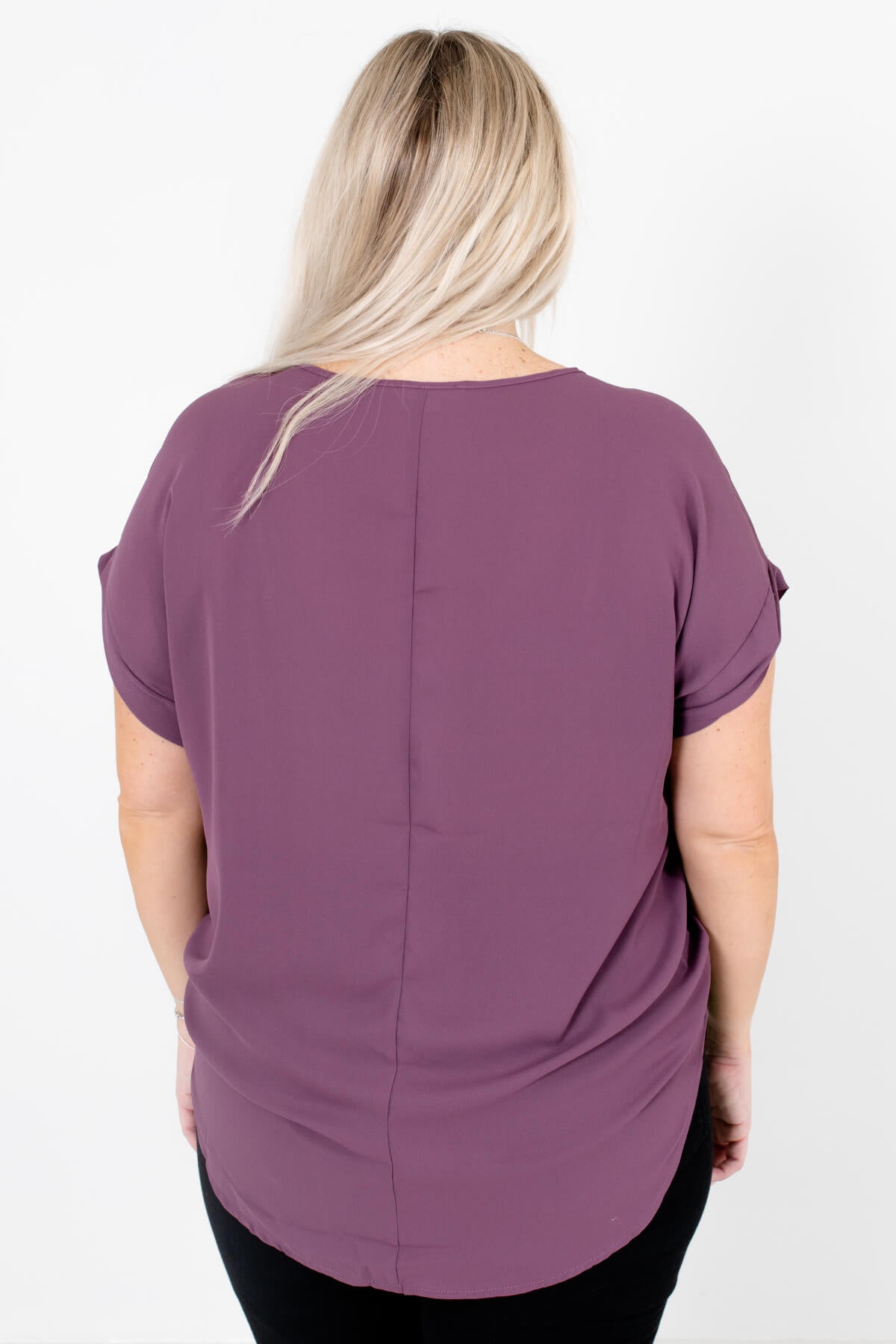 Women’s Purple Cuffed Sleeve Boutique Blouse