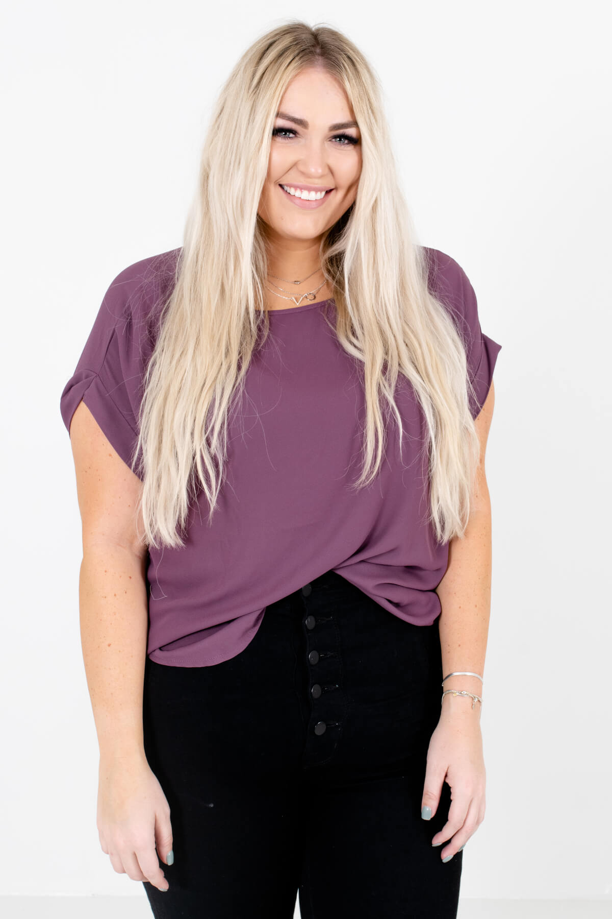 Purple Lightweight and Flowy Boutique Blouses for Women