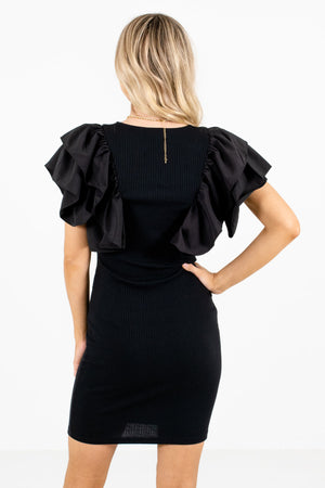 Women’s Black Hugging Bodycon Fit Boutique Mini Dress